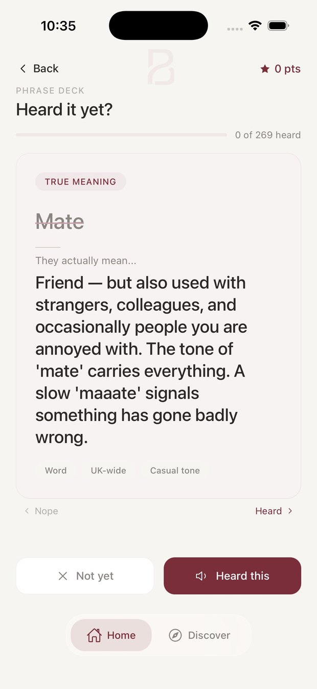 Belong UK Phrase Deck showing the true meaning of the word ‘mate’
