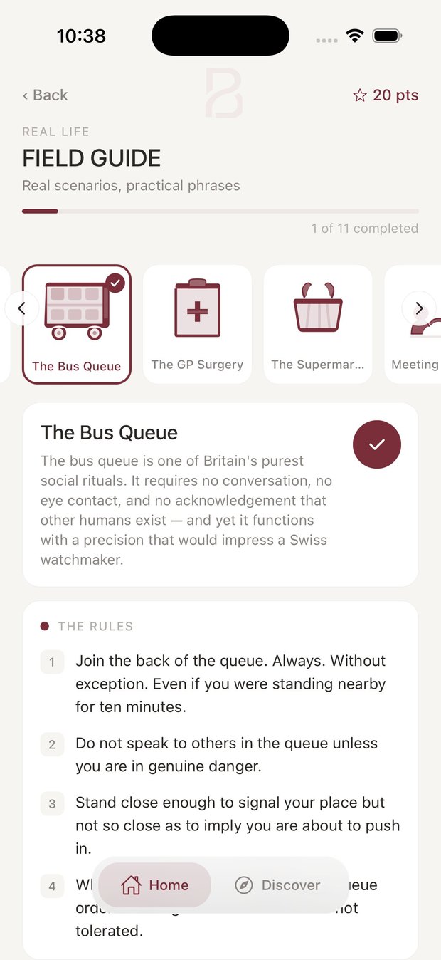 Belong UK Real Life field guide for the British bus queue